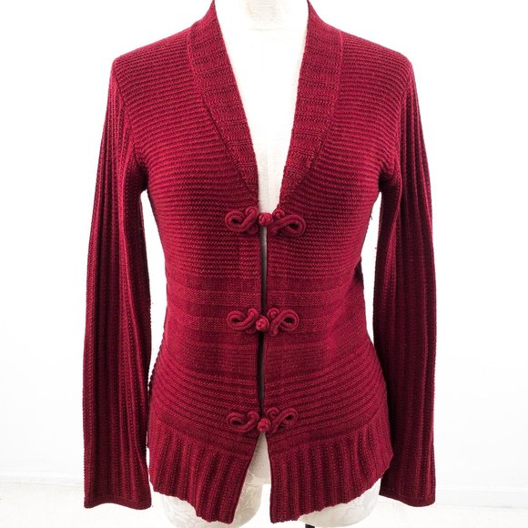 Shanghai Tang Sweaters - Shanghai Tang L Cashmere Silk Cardigan Sweater Red